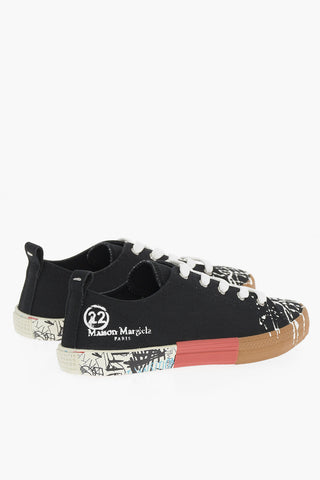 MM22 Paint Effect Canvas Low Top Sneakers