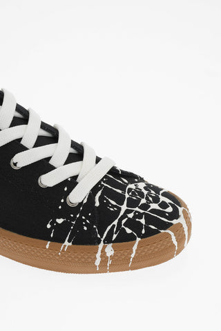 MM22 Paint Effect Canvas Low Top Sneakers
