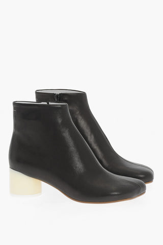 MM6 Leather Ankle Boots with Contrasting Heel 5cm