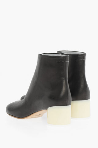 MM6 Leather Ankle Boots with Contrasting Heel 5cm