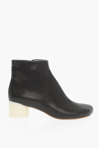 MM6 Leather Ankle Boots with Contrasting Heel 5cm