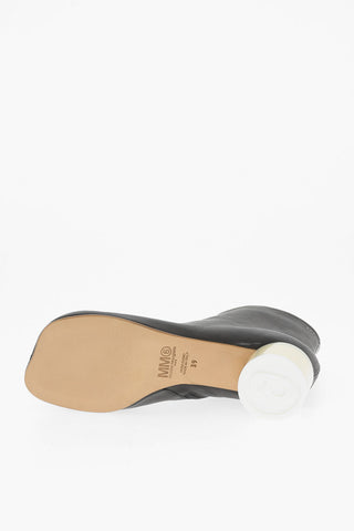 MM6 Leather Ankle Boots with Contrasting Heel 5cm