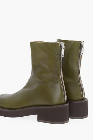 MM6 Leather Booties with Zip Closure Heel 5.5cm