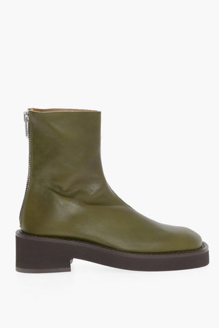 MM6 Leather Booties with Zip Closure Heel 5.5cm