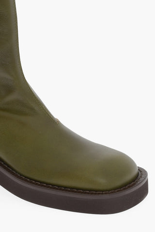 MM6 Leather Booties with Zip Closure Heel 5.5cm