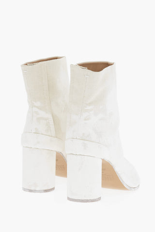 MM22 Paint Effect Canvas TABI Ankle Boots Heel 8cm