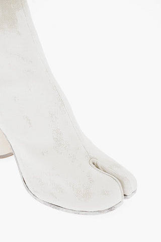 MM22 Paint Effect Canvas TABI Ankle Boots Heel 8cm