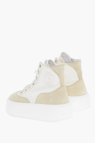 MM6 Suede and Cotton High-Top Sneakers with Platform 5cm