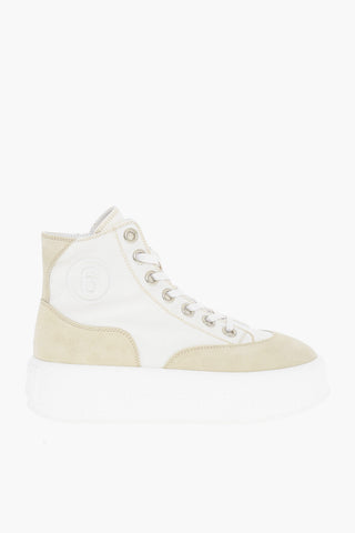 MM6 Suede and Cotton High-Top Sneakers with Platform 5cm