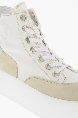 MM6 Suede and Cotton High-Top Sneakers with Platform 5cm