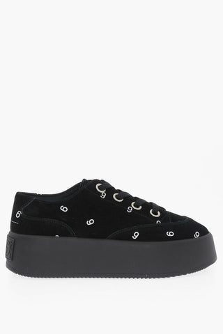 MM6 All-Over Logo Suede Low-Top Sneakers 5,5cm