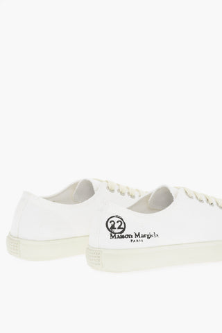 MM22 Cotton and Linen TABI Low-Top Sneakers with Ton-On-Ton Laces