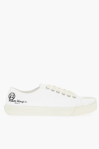 MM22 Cotton and Linen TABI Low-Top Sneakers with Ton-On-Ton Laces