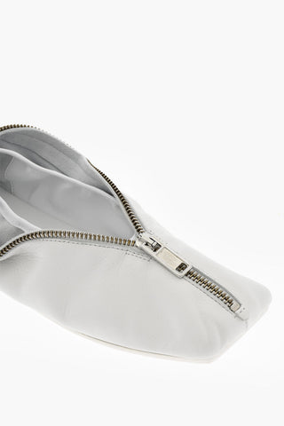 MM6 Leather Ballet Flats with Square Toe and Maxi Zip Closure