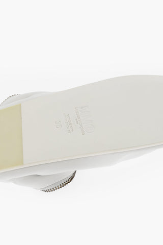MM6 Leather Ballet Flats with Square Toe and Maxi Zip Closure