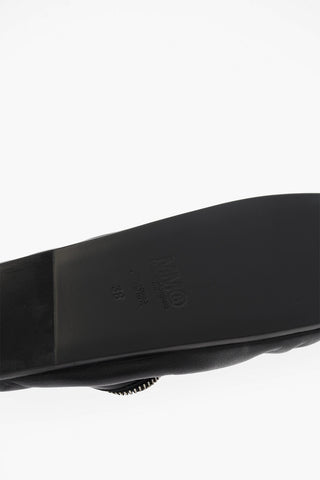 MM6 Leather Ballet Flats with Square Toe and Maxi Zip Closure