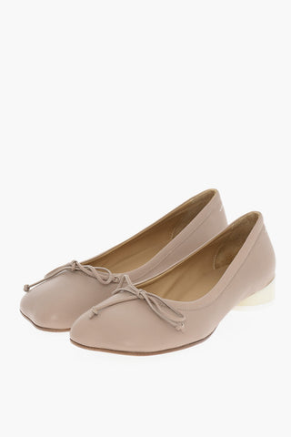 MM6 Solid Color Leather Ballet Flats Heel 3cm
