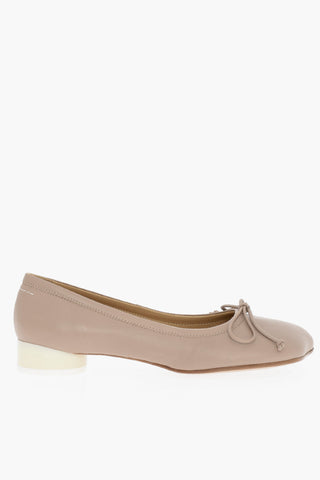 MM6 Solid Color Leather Ballet Flats Heel 3cm