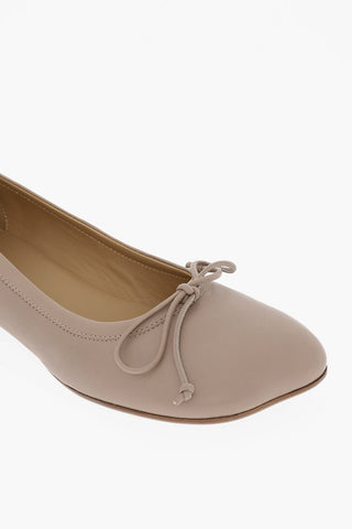 MM6 Solid Color Leather Ballet Flats Heel 3cm