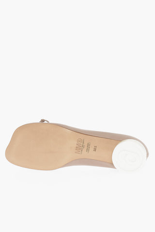 MM6 Solid Color Leather Ballet Flats Heel 3cm