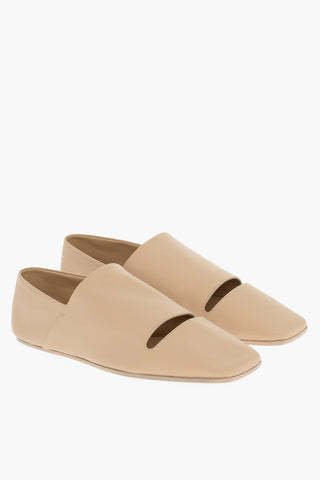 MM6 Leather Loafers with Square-Toe and Cut-Out Detail
