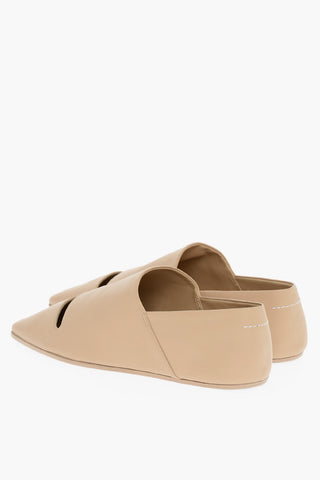 MM6 Leather Loafers with Square-Toe and Cut-Out Detail