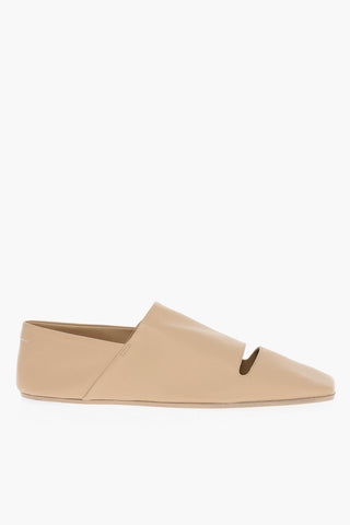MM6 Leather Loafers with Square-Toe and Cut-Out Detail