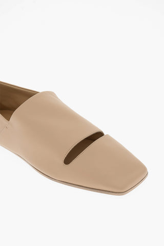 MM6 Leather Loafers with Square-Toe and Cut-Out Detail