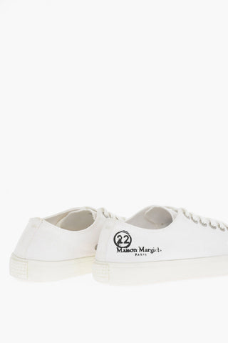 MM22 Low-Top Cotton TABI Sneakers with Paint Splashes