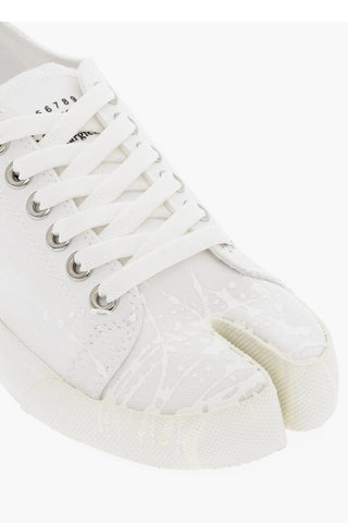 MM22 Low-Top Cotton TABI Sneakers with Paint Splashes