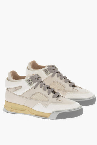 MM22 Snake-Effect Leather High Top Sneakers with Vintage-Effect Sole