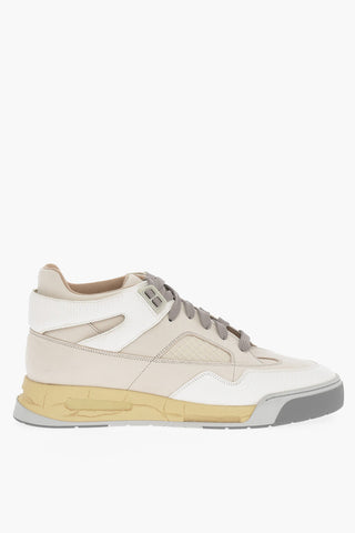 MM22 Snake-Effect Leather High Top Sneakers with Vintage-Effect Sole