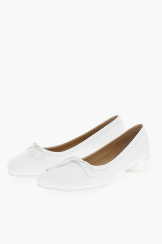 MM6 Solid Color Leather Ballet Flats Heel 2.5cm