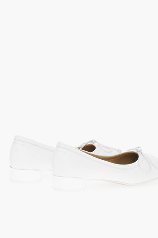 MM6 Solid Color Leather Ballet Flats Heel 2.5cm