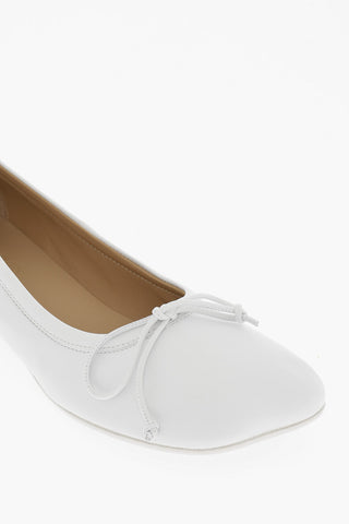 MM6 Solid Color Leather Ballet Flats Heel 2.5cm