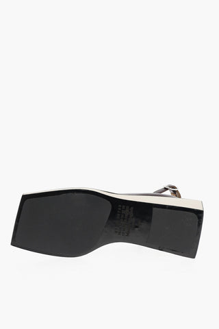 MM22 Patent Leather Ankle Strap Wedge with Wood Sole 7cm