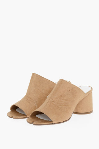 MM22 Paper Effect Faux Leathr TABI Mules 7cm