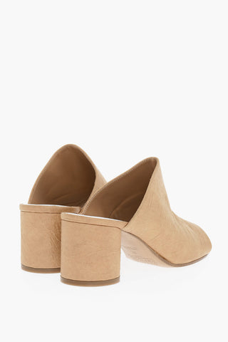 MM22 Paper Effect Faux Leathr TABI Mules 7cm