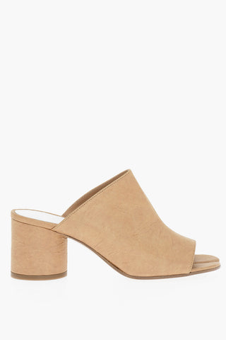 MM22 Paper Effect Faux Leathr TABI Mules 7cm