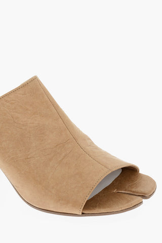 MM22 Paper Effect Faux Leathr TABI Mules 7cm
