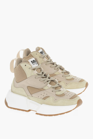 MM6 Leather and Fabric High-Top Sneakers