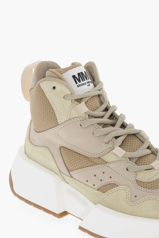 MM6 Leather and Fabric High-Top Sneakers