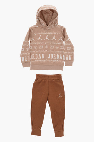 AIR JORDAN Set Felpa Hoodie e Joggers HOLIDAY con Logo All-Over