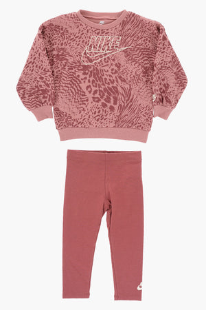 Set Rundhals-Sweatshirt mit Animalier-Muster und Leggings