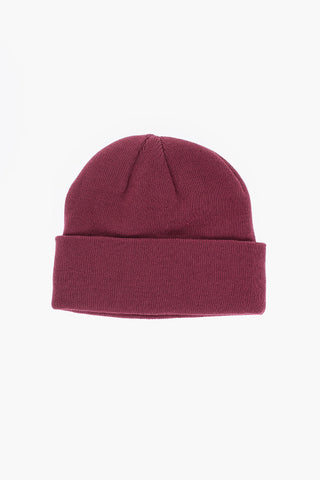 Beanie in Tinta Unita con Patch Logo a Contrasto