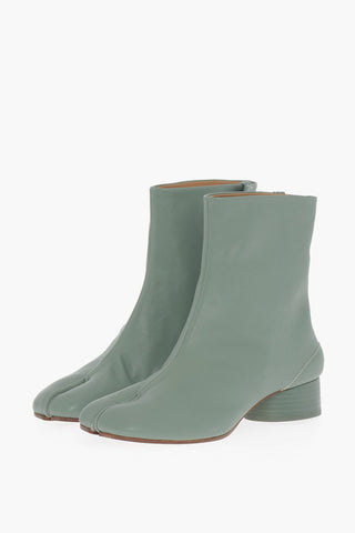 MM22 Solid Color Saffiano Leather TABI Ankle Boots