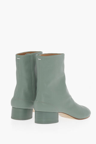 MM22 Solid Color Saffiano Leather TABI Ankle Boots
