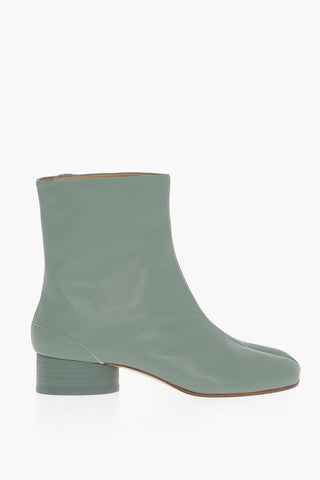 MM22 Solid Color Saffiano Leather TABI Ankle Boots