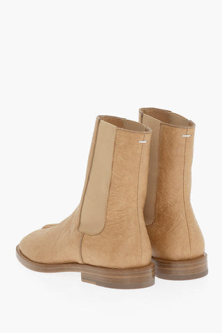 M22 Wrinkled Effect Faux Leather Chelsea TABI Ankle Boots