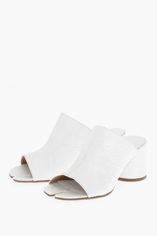 MM22 Wrinkled Effect Solid Color TABI Mules Heel 7cm